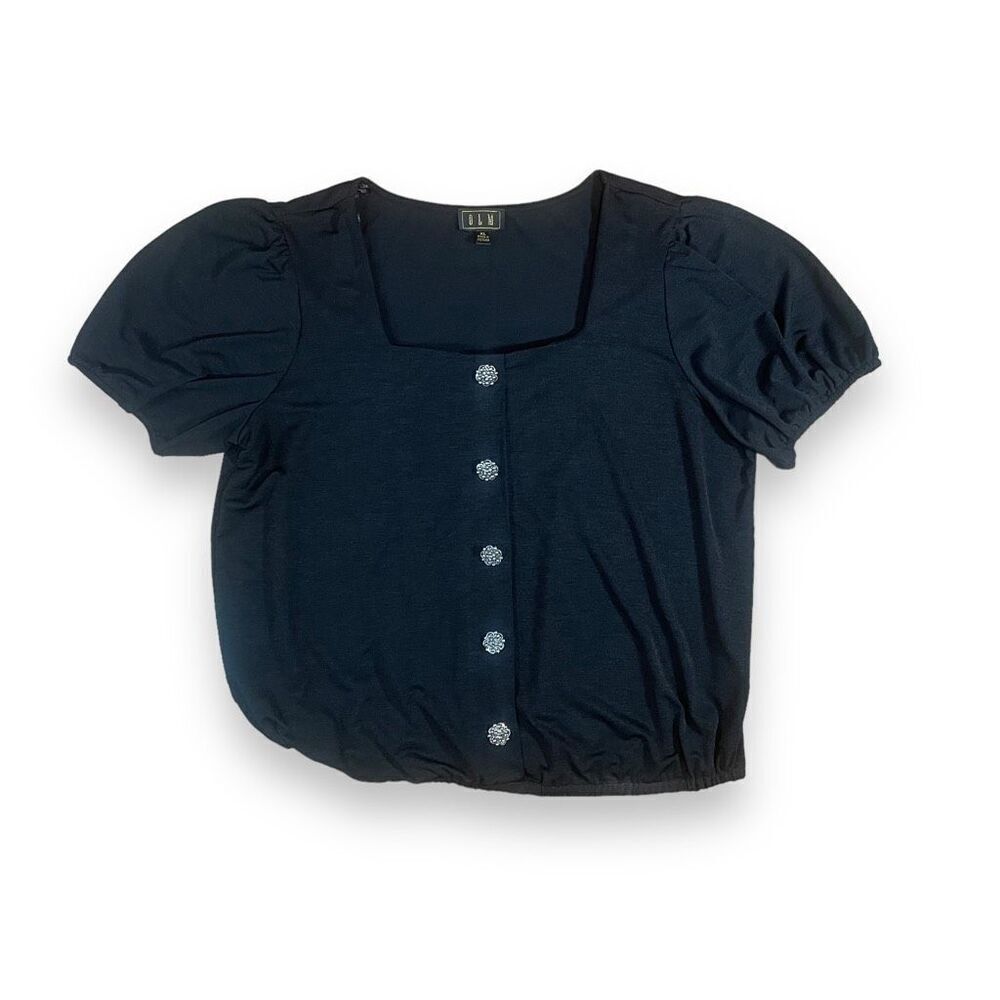 O.L.M. Rhinestone Button Top Sz XL